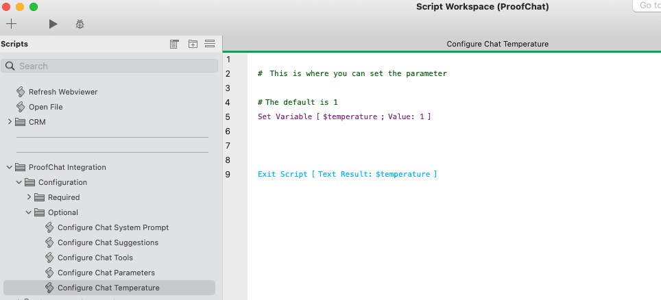 Configure Chat Temperature – return $temperature