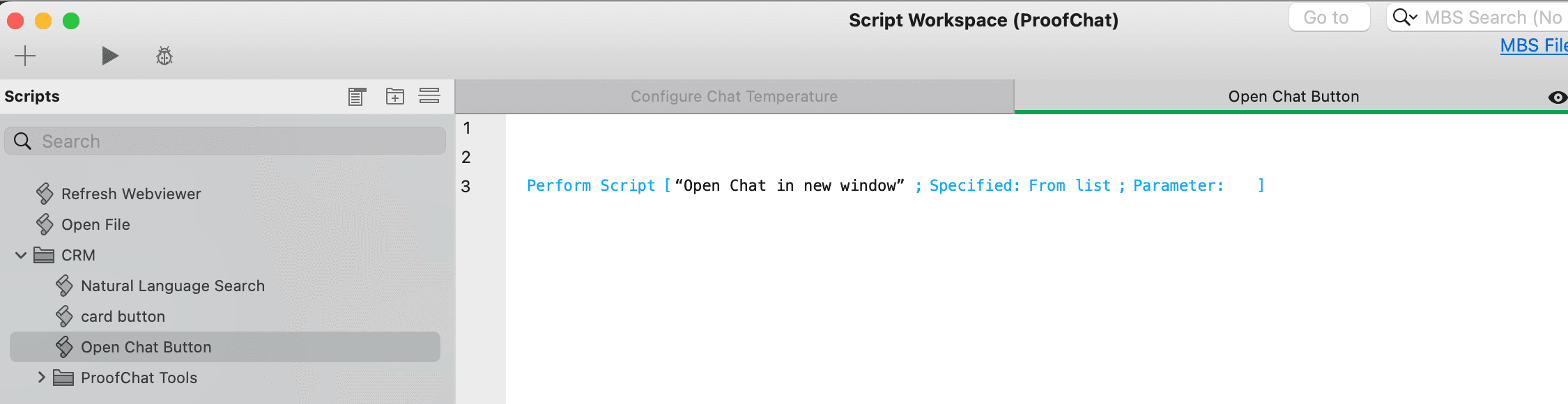 Simple wrapper script calling Open Chat in new window